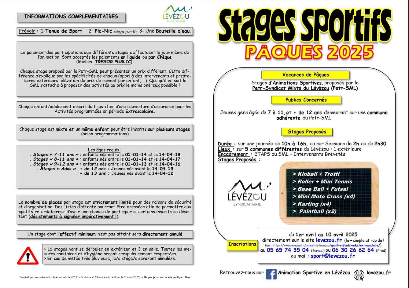 stage paques 2